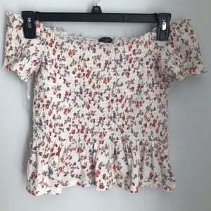 Off Shoulder Floral Top • AEO